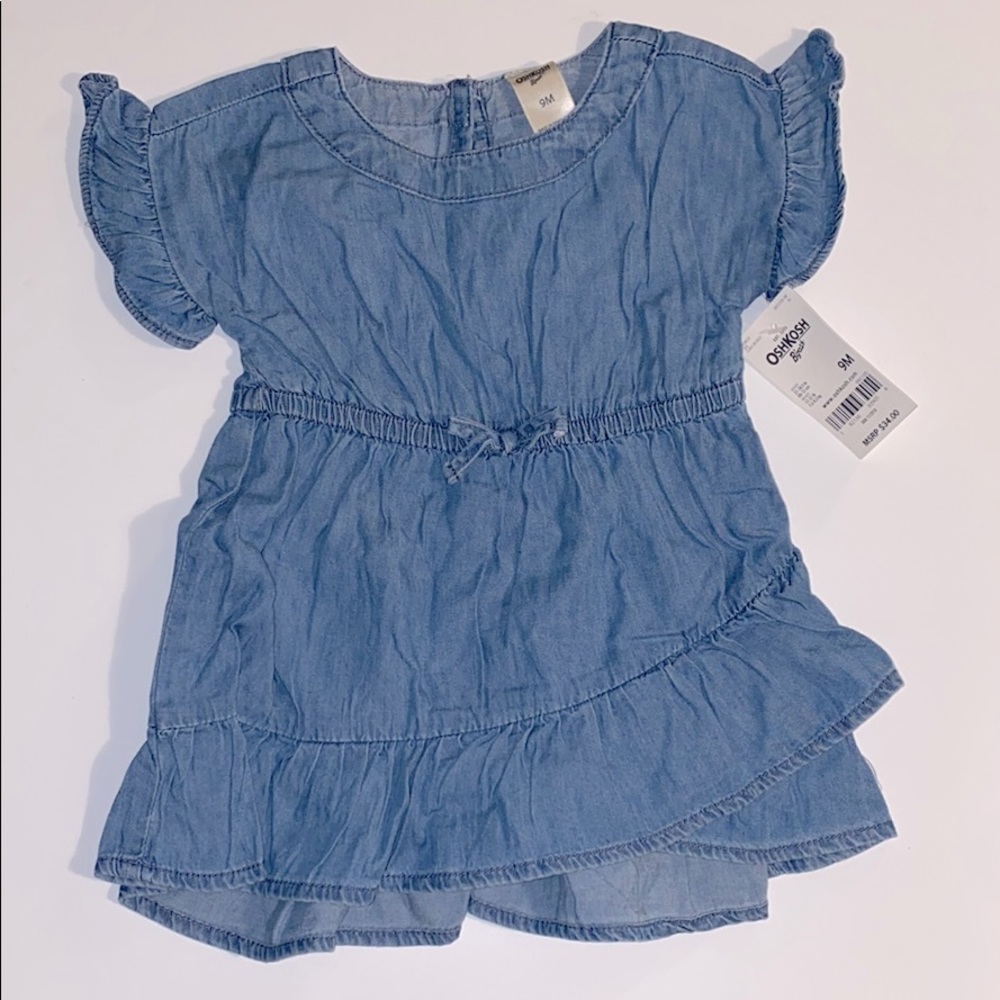 NWT OshKosh B’gosh Denim Ruffle Dress Size 9 Mos
